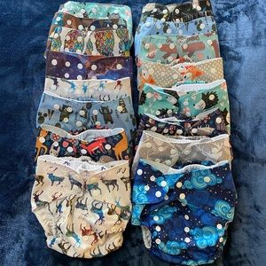 Toddler cloth diapering lot VGUC unisex prints